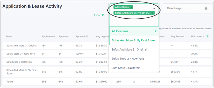 Reports-Selecting-a-Location-Drop-down-menu